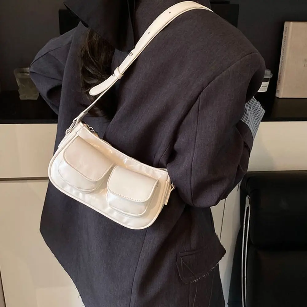 Роскошная однотонная сумка через плечо, большая вместительная сумка с двойными карманами, сумка-хобо, ретро сумка на плечо из искусственной кожи, летняя