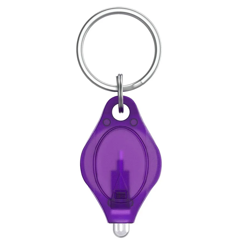 N04R Mini UV LED Keychain Flashlight 10 Lumen Portable Purple Light Detector Battery Powered Fluorescent Torch, 40 Pack