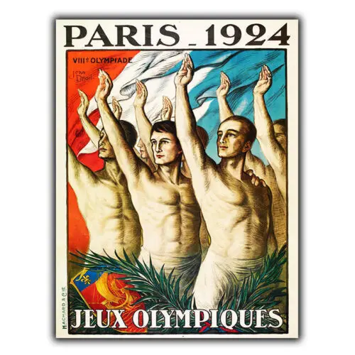 1e,PARIS OLYMPICS 1924 SIGN METAL WALL PLAQUE Vintage Travel Advert poster print