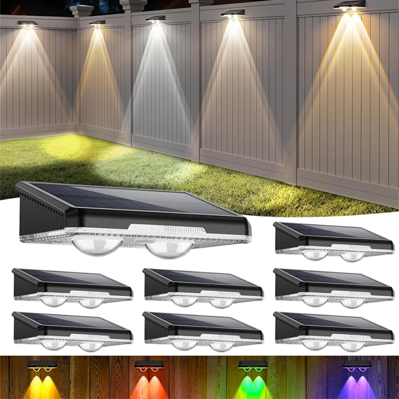 

4/8 шт. солнечный настенный светильник RGB и 3 цвета освещения солнечные светильники для забора уличные IP65 водонепроницаемые для украшения двора