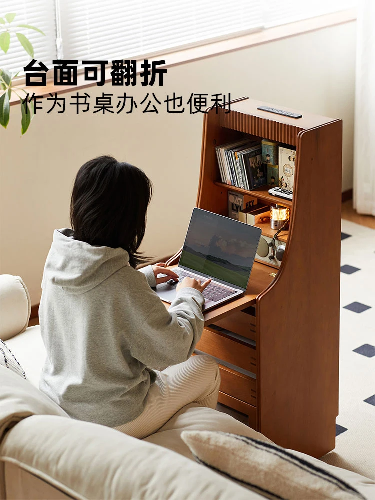 Medieval bedside table Multifunctional removable storage rack Bedroom bedside several cabinets