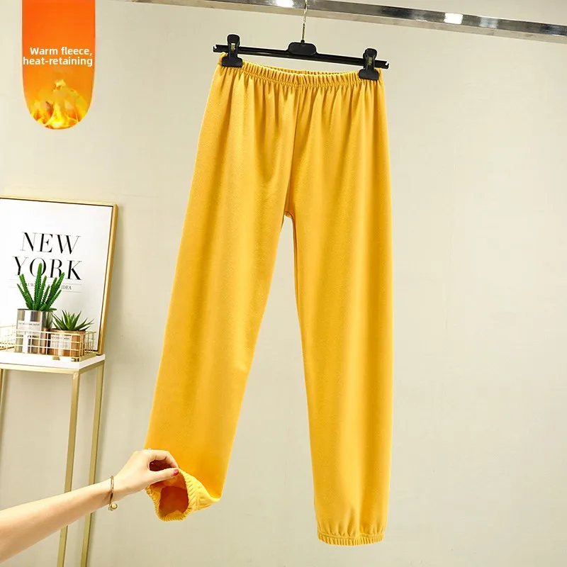 High Waist Thiened Fce Lined Winter Sports Pants Women's  Color Large Size Velvet Dstring Trousers Spwear