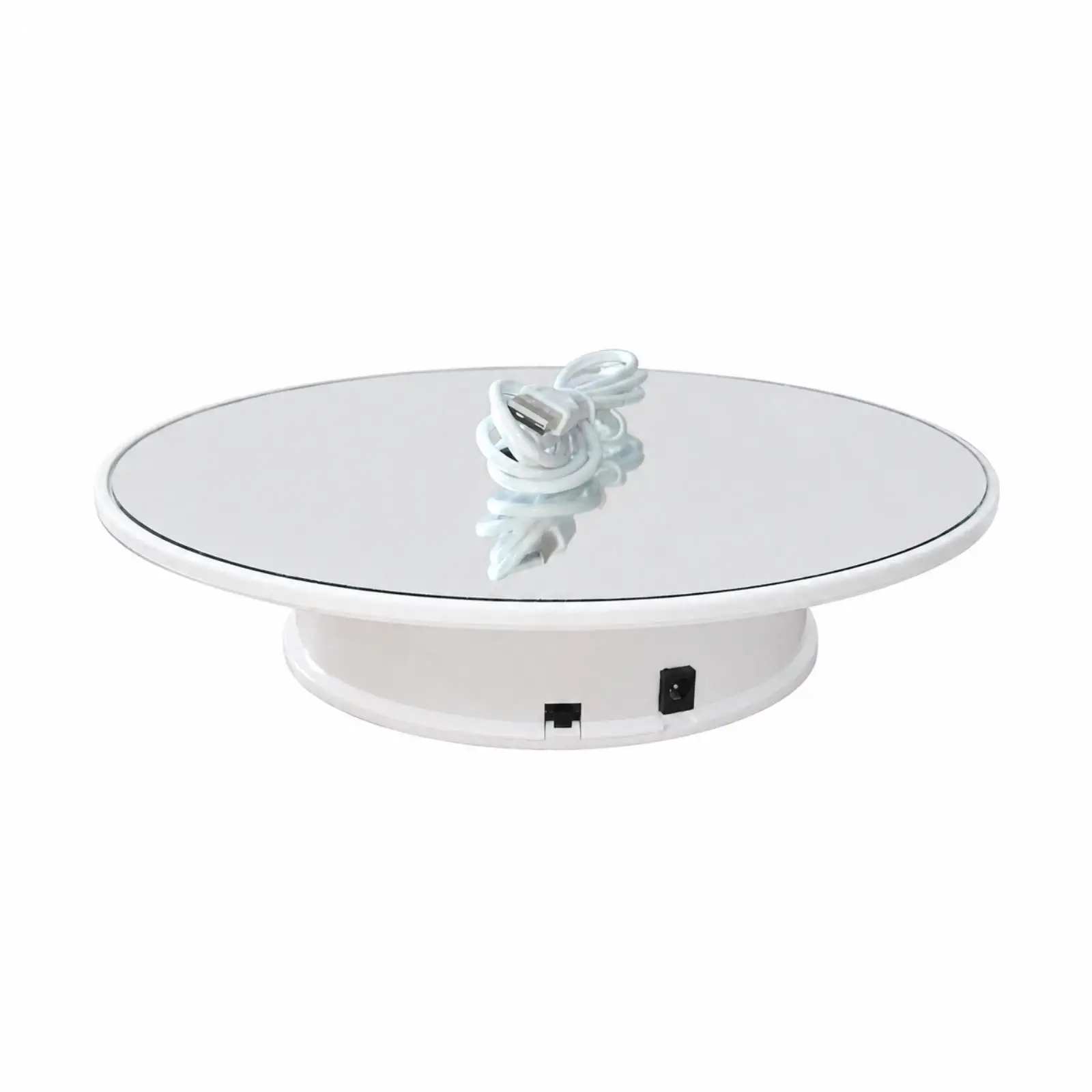 Round Single Layer Rotating Display Stand for Small Items with USB Cable for Live Broadcasting Display Setup