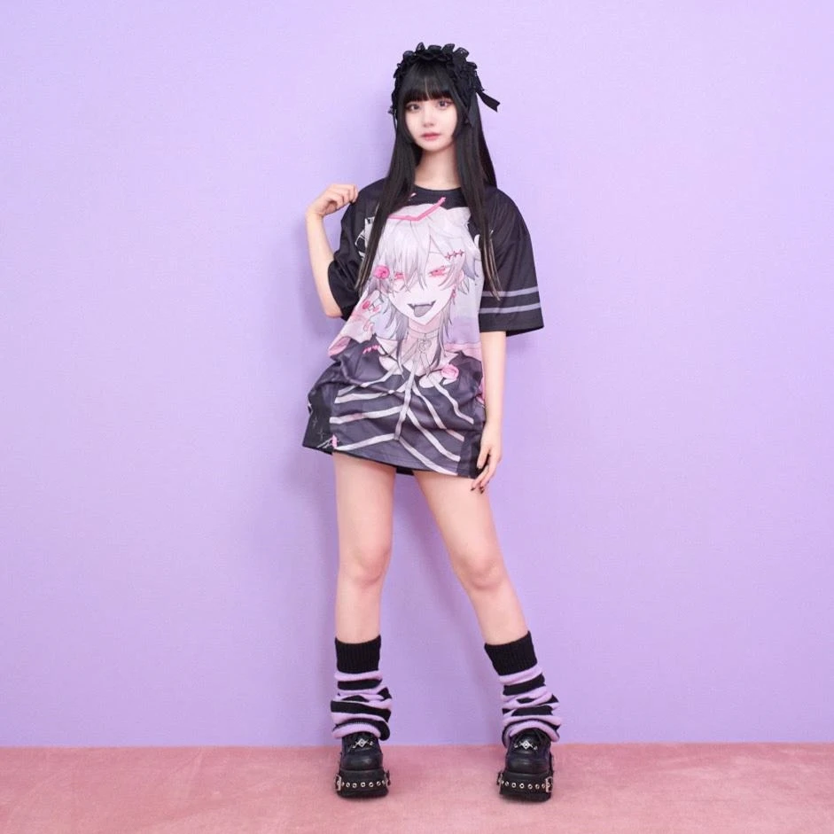 2026 Latest Original Yandere-style Couple Short-sleeve Y2K T-shirts Adult Kid Size Harajuku Aesthetic Sweet Cool Printed Tops
