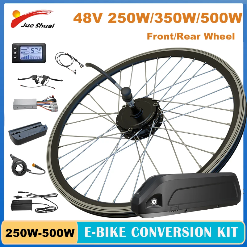 

Electric Bike Wheel Conversion Kit Front/Rear 48V 250W-500W Fits 20-700C Wheel Size with 15ah 20ah Battery