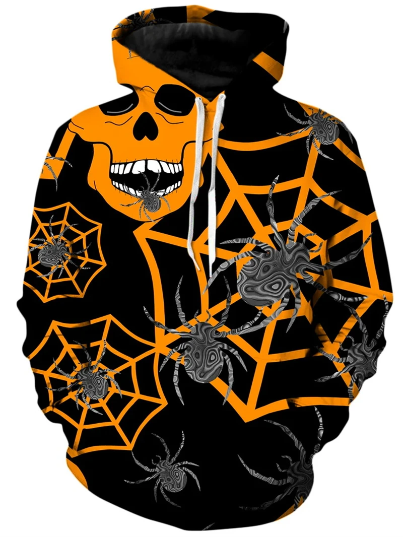 Halloween Men's Sweatshirt 3d Printed Spider Web Pattern Horror Hoodie Children Fashion Hip Pop Party Cosplay Tops Mens Clothing