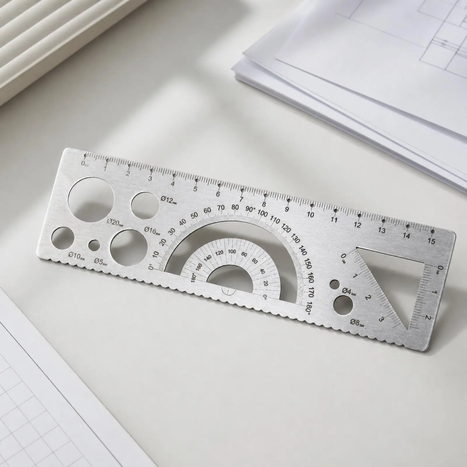 Multifunctional Straight Ruler Stainless Steel Ruler Versatile Measuring Tool for Students, Technical Drawing, Geometric