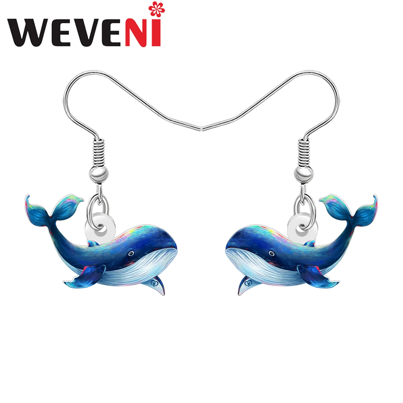 WEVENI Acrylic Blue Marine Whales Earrings Cute Ocean Animals Jewelry for Women Girls Birthday Gifts Lightweight Hypoallergenic