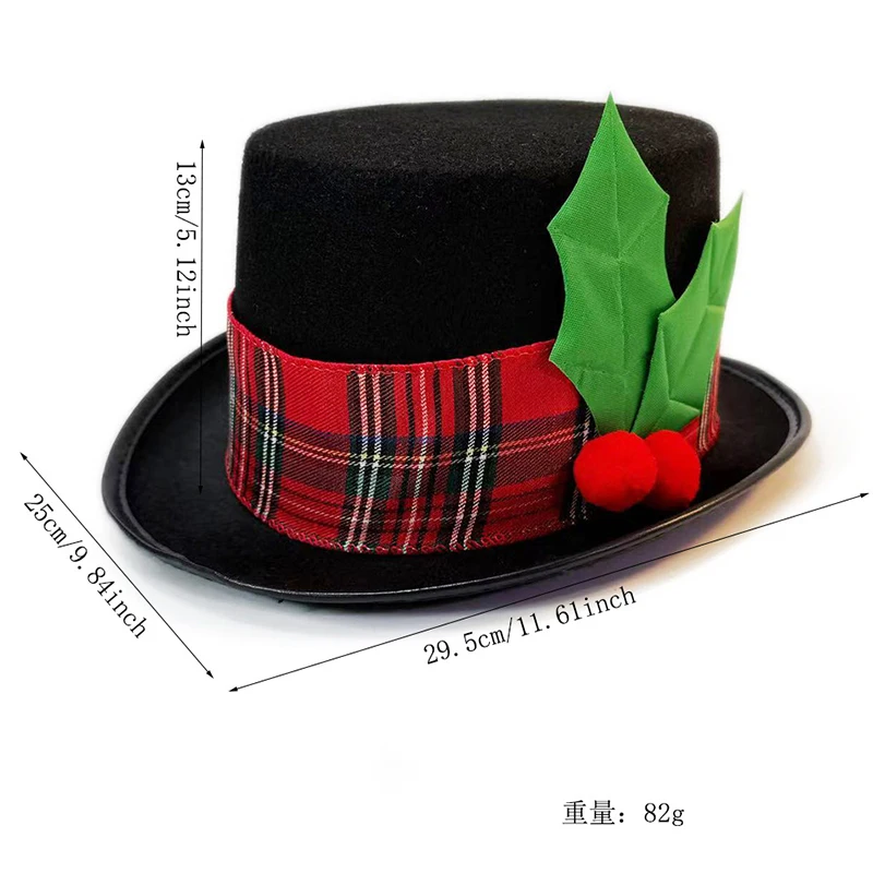 جديد شجرة عيد الميلاد أفضل قبعة حلية الديكور رجل الثلج أغطية الرأس واسعة حافة فيدورا قبعة الأحمر منقوشة قبعة بيري تأثيري فستان الحفلات #2