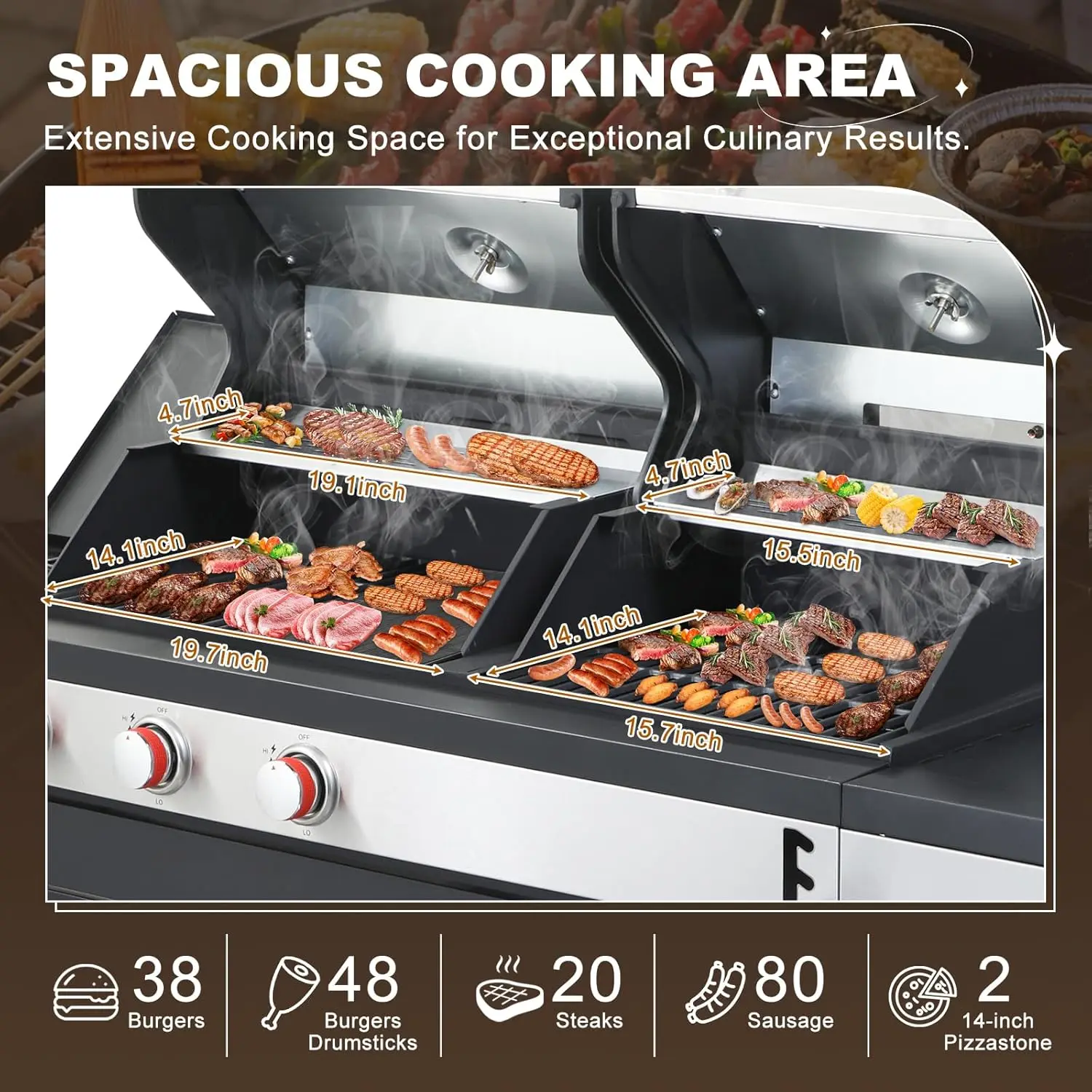 Gas & Charcoal Combo BBQ Grill 5