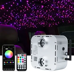 32W RGBW Dual Head Twinkle Meteor Star Ceiling Kit Music APP Sync Fiber Optic Starlight Headliner Kit for Car Roof Ambient Light