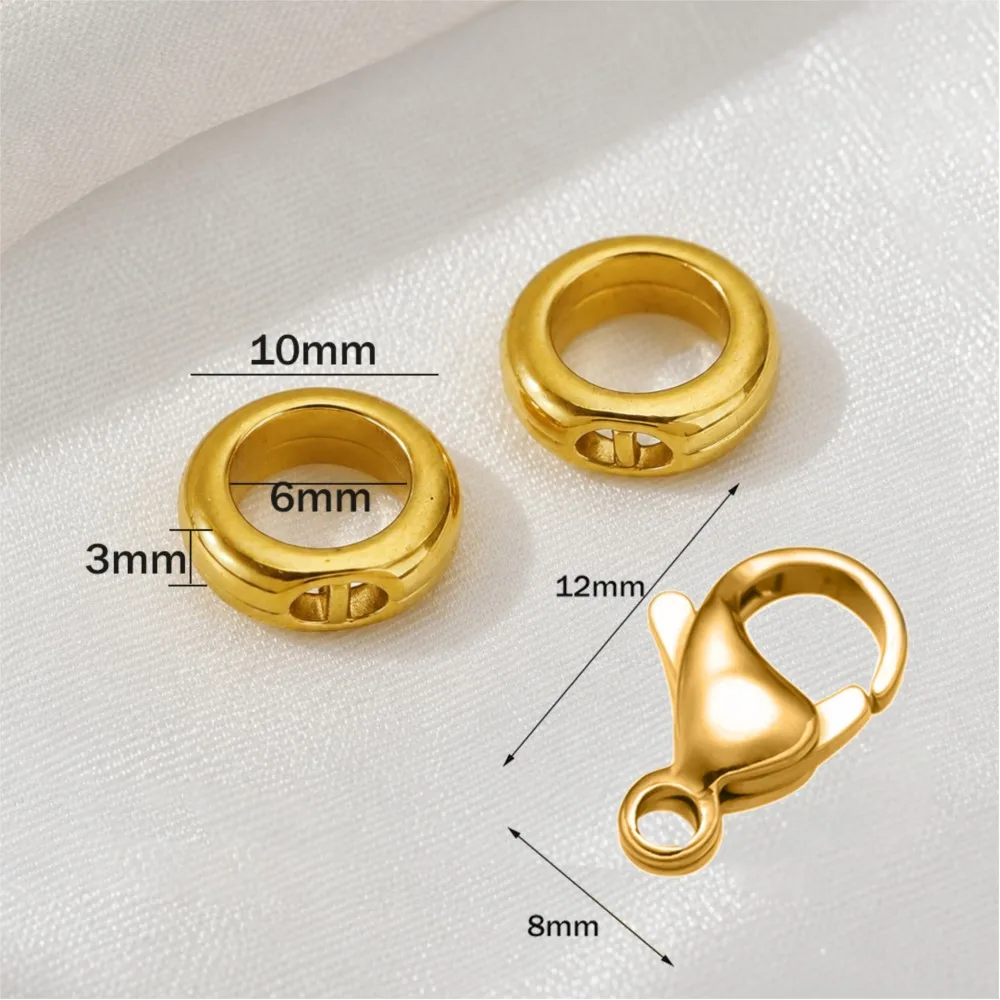 5/10pcs Stainless Steel End Caps Rings And Lobster Clasps Connector For DIY Bracelets Necklaces Jewelry Making Supplies Crafts