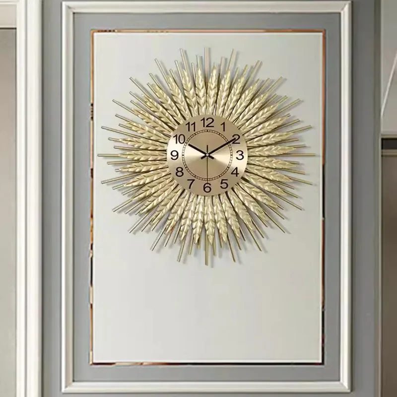 ساعة حائط حديدية أمريكية ديكور فاخر صامت لغرفة المعيشة بهو غرفة الطعام ديكور منزلي حديث فن جداري معدني أنيق