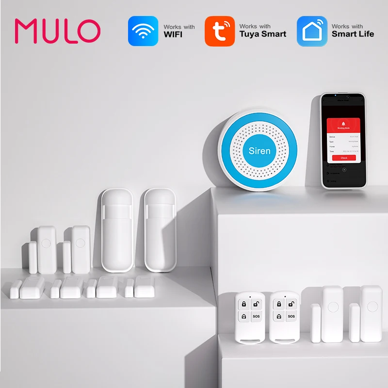 Sistema de alarma con aplicación Tuya Smart Life para automatización del hogar, Kit de seguridad antirrobo para el hogar, batería larga para el hogar, oficina y garaje