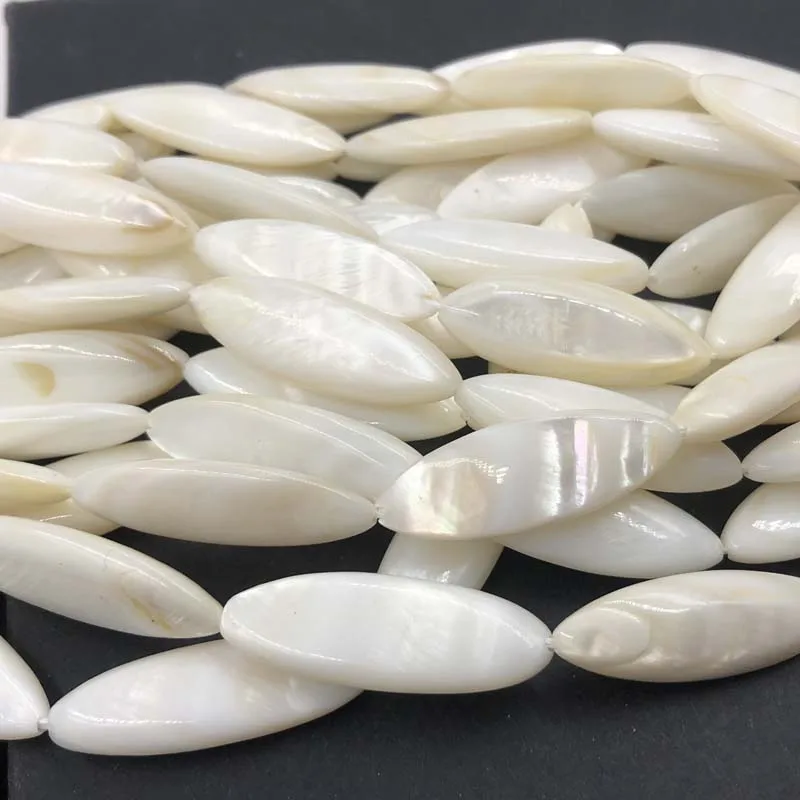 ELEISPL JEWELRY Lots 12 Strands Smooth Shell Mother of Pearls Oval Beads 10x28mm #22010329-1