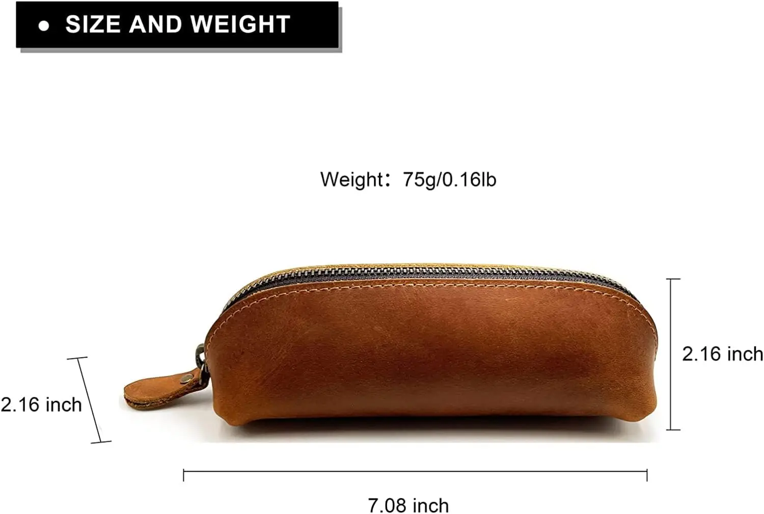 حافظة أقلام جلدية حقيبة أقلام رصاص مع حامل أقلام بسحاب مصنوع يدويًا من الجلد الطبيعي للرجال والنساء ورجال الأعمال والمكتب المنزلي