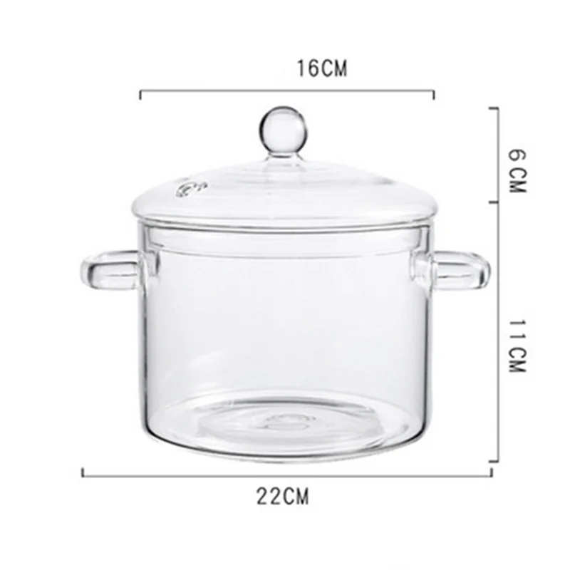 A19I-poêles en verre pour la cuisson sur cuisinière- 1,9 L/64Oz-poêle en verre résistant à la chaleur avec couvercle, passe au micro-ondes et au lave-vaisselle