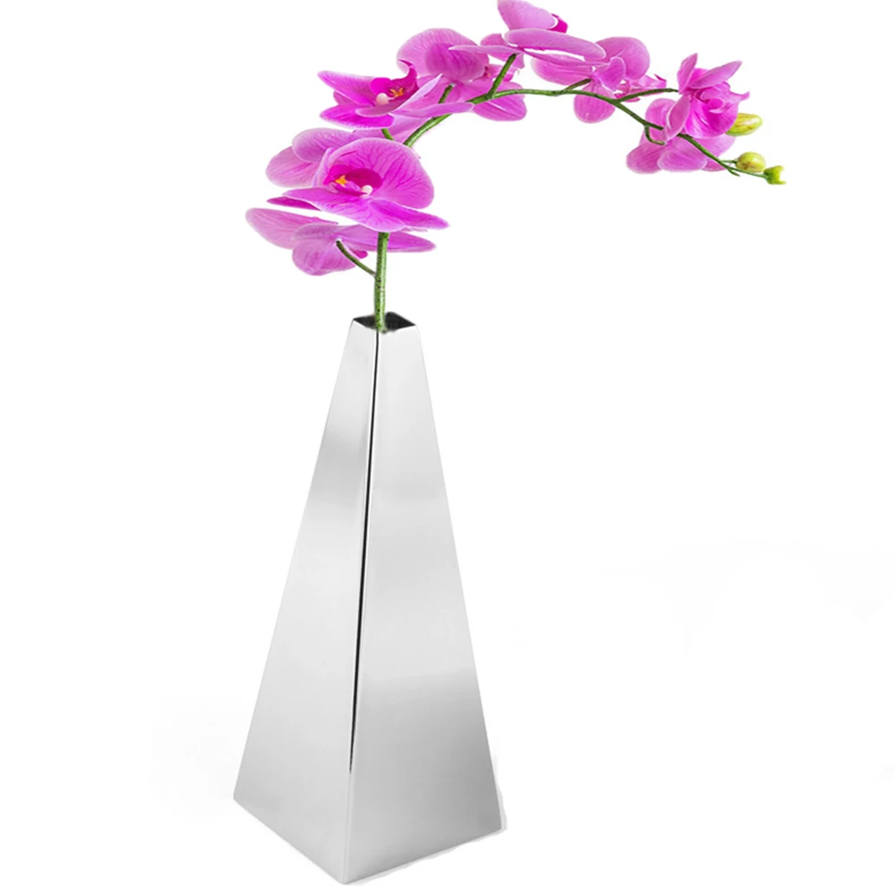 

Pyramid Stainless Steel Vase Set Modern Home Decoration Metal Flower Arranger Countertop Desktop Vase For Artificial