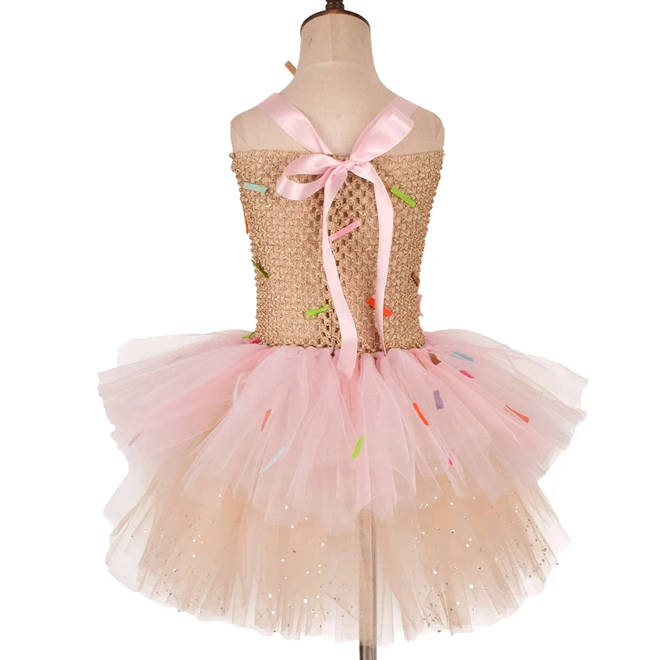 Sweet Ice Cream Candy-Themed Girls Dress for Kids Birthday Carnival Party Rainbow Tutu Children's Costume Wedding Outfits image 4