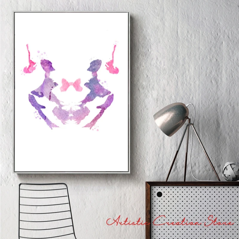 12 الألوان المائية Rorschach اختبار قماش ملصق Rorschach Inkblots علم النفس الطبي فن العلوم الطب النفسي علاج عيادة ديكور