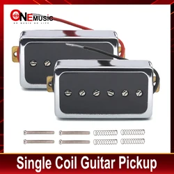 O Style Open Single Coil Pickup 6 Hole 50/52MM Pickup for LP Guitar Chrome with Black