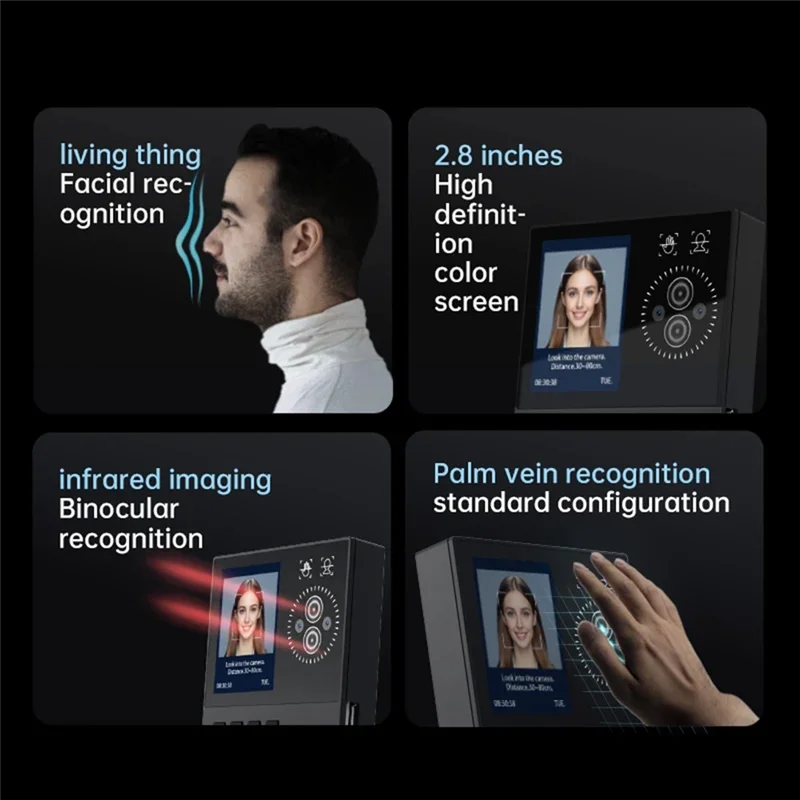 AAAEL-Attendance Machine T500 Facial Recognition Card Swipe Password Login Palmprint Identification For Administration