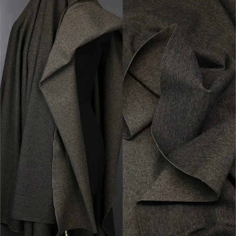 Autumn and Winter Hemp Gray Twill Suit Fabric Brushed Thickened Pants Vest Trench Coat Overcoat