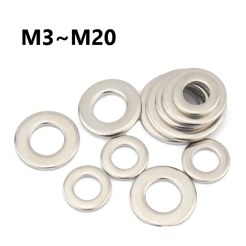 1~100Pcs Nickel Plating Flat Washers M3 M4 M5 MM6 M8 M10 M12 M14 M16 M20 Metal Gasket Grade 8 Alloy Steel Plain Washers Spacer
