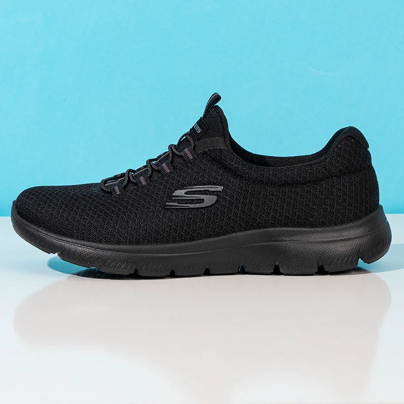 Skechers Women's Sports Shoes, Middle-Aged and Elderly Shoes, Soft-Soled Mom Shoes, Black Breathable Casual Shoes 12980-Bbk