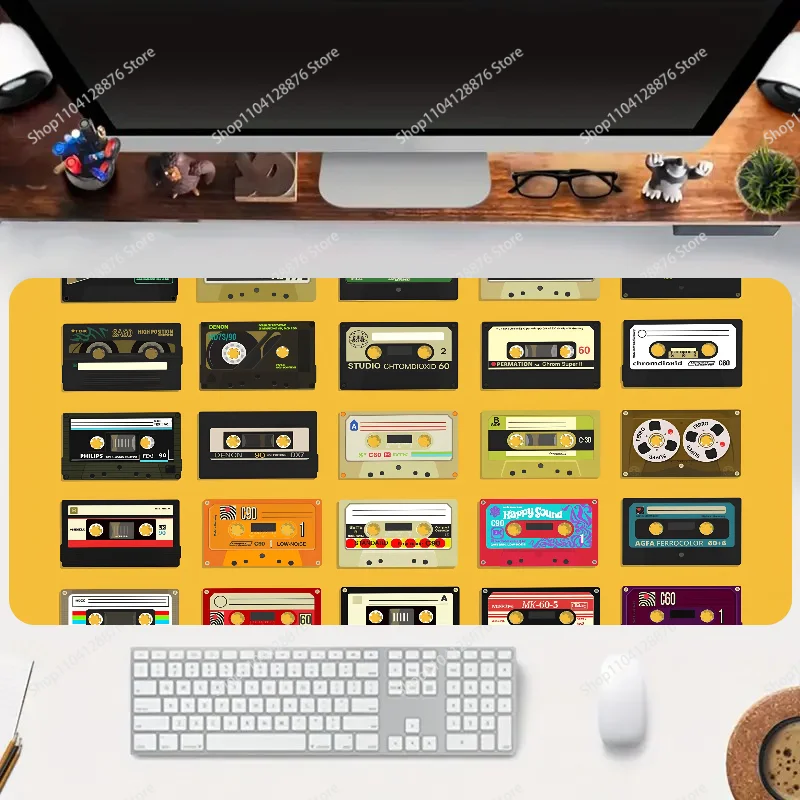 1PC V-Vintage Tapes Non-slip Mouse Pad Suitable For Office Computers Laptops E-sports Game Desk Mats XXL Keyboard