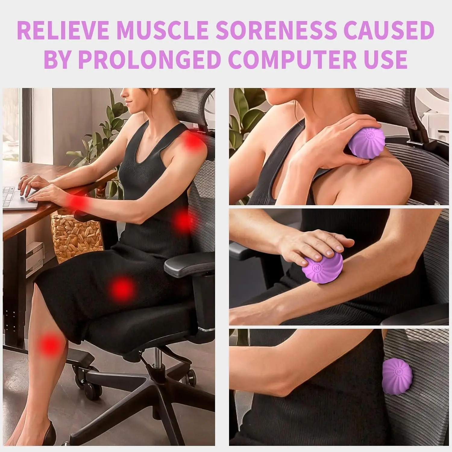 10 Speed High Intensity Vibrating Massage Ball for Muscle and Plantar Fasciitis Pain Relief Yoga Fitness Electric Massager Rolle - view 6