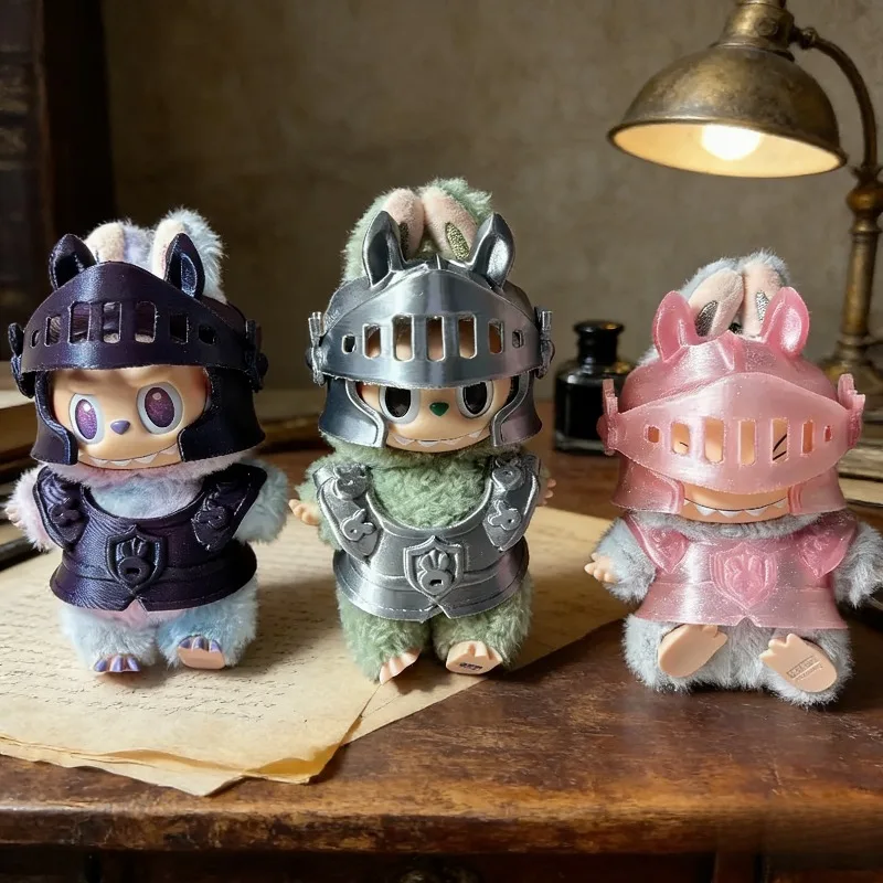 Neue Puppenkleidung für Labubu 3.0 Dragon Slayer Armor Warrior Die Lrrlichter Outfits Dress Up Mini Plüschpuppenzubehör Mode