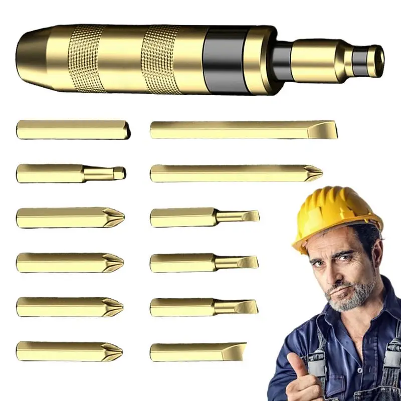 

Manual Impact Screwdriver 13PCS Heavy Duty Manual Impact Driver Set Hammer Impact Screwdriver For Removing Damaged Frozen Rusted