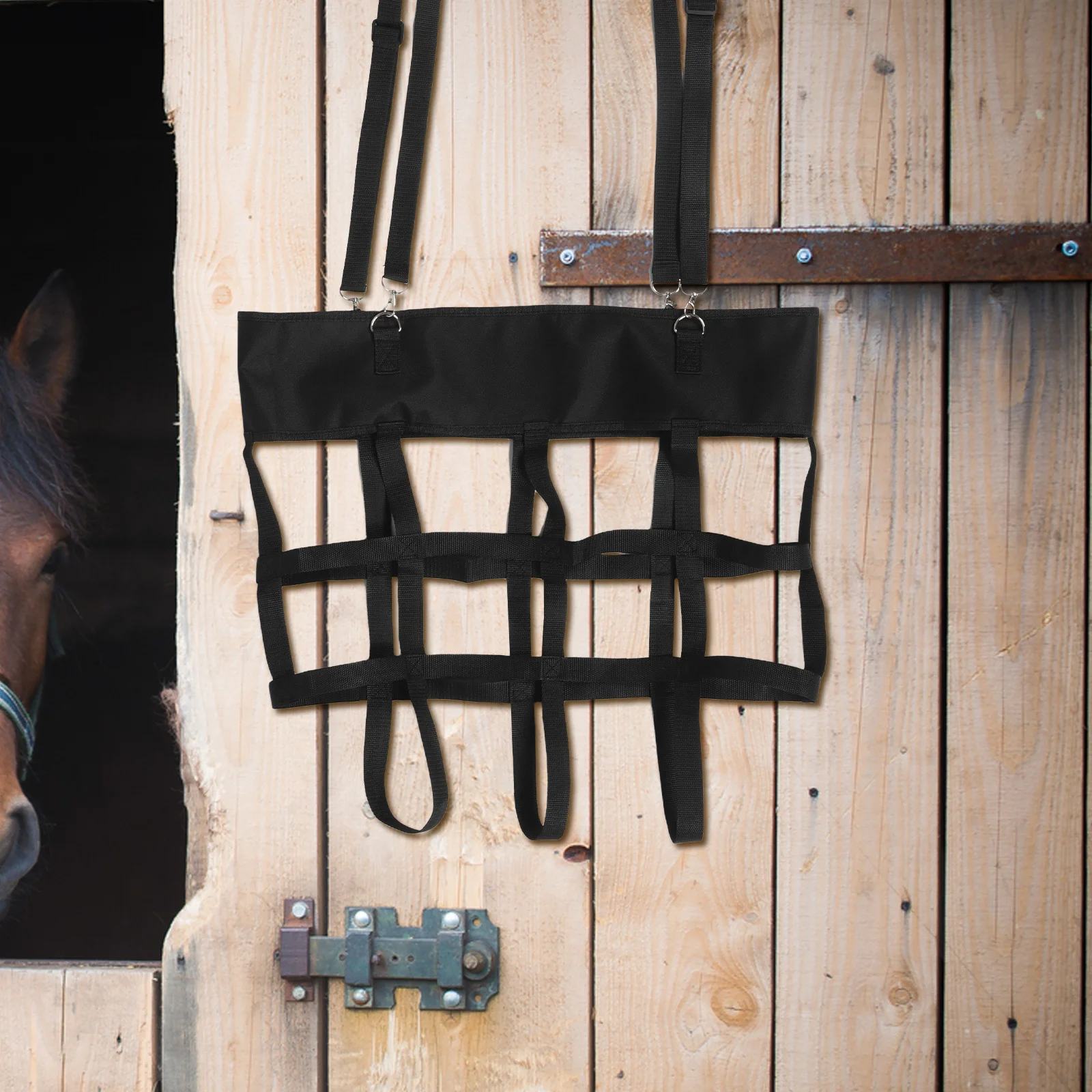 قابل للتعديل صندوق حامل مروحة حقيبة ل كشك الحصان معلقة مروحة تخزين بطيئة المغذية القش حقيبة الحظيرة اكسسوارات كشك الحصان الملحقات