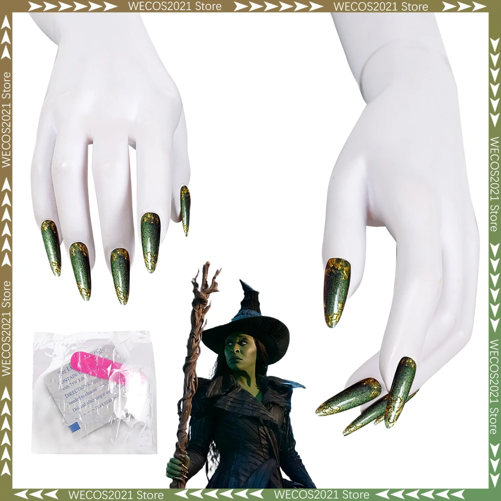 

Маскировка Wicked 2 Elphaba, накладные ногти, советы, косплей, 2025, аксессуары для костюмов из фильма, женские ролевые игры, нарядное платье, реквизит для вечеринки
