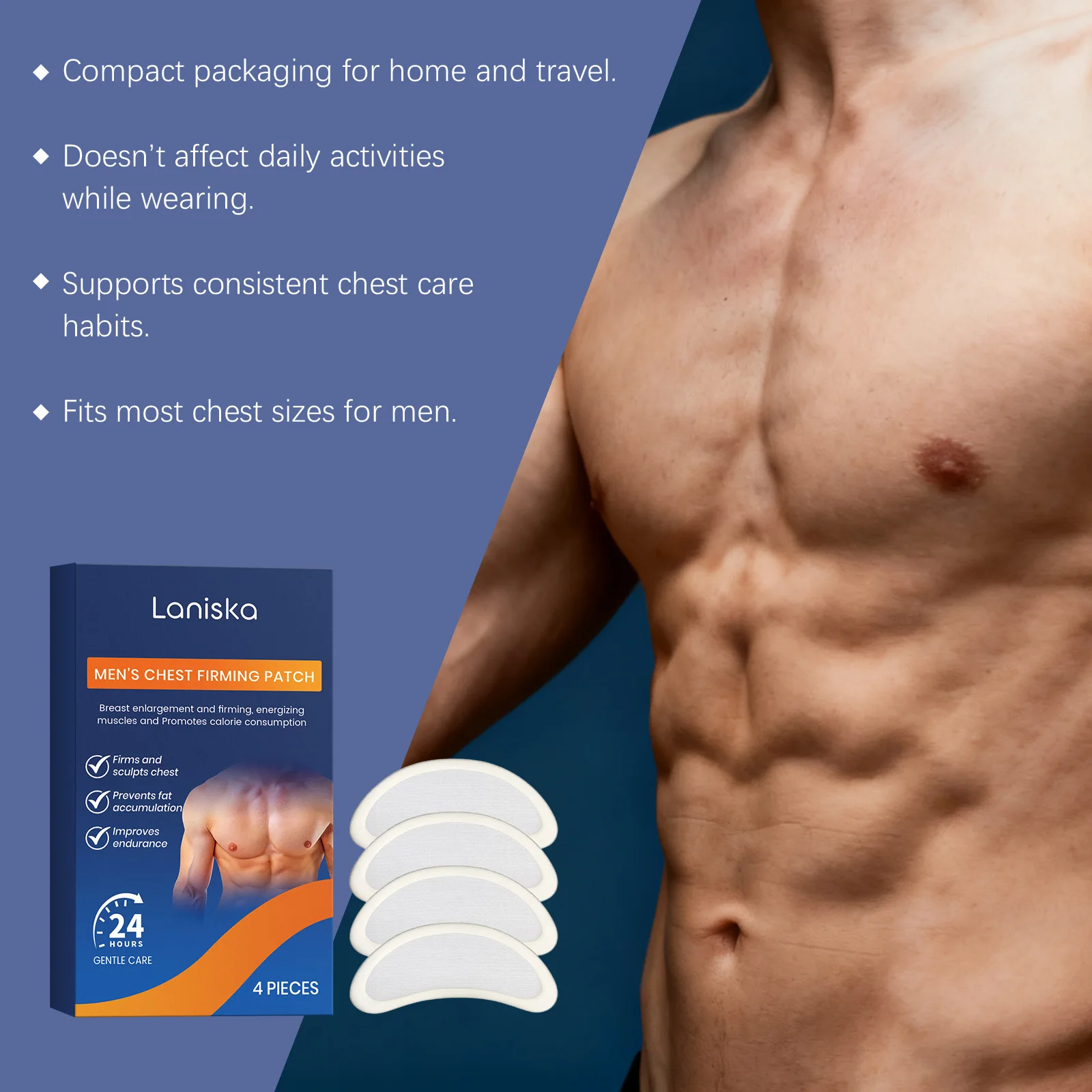 Laniska Men's chest firming patch, breathable sculpture, chest fat burning, anti-fat strengthening, muscle shaping