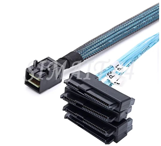 1m SFF-8643 To 4 SAS 29P SFF-8643 To 4 SATA 7P Straight Mini SAS Power Server Motherboard Hard Drive Cable