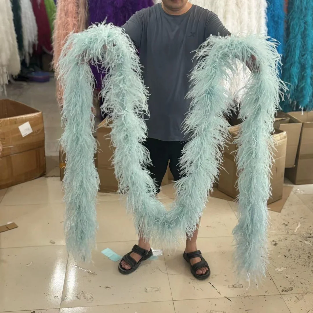 6Ply Colorful Ostrich Feather Boa 0.5-3M Fluffy Ostrich Feathers Trim Shawl for Wedding Party Clothing Sewing Decoration Crafts
