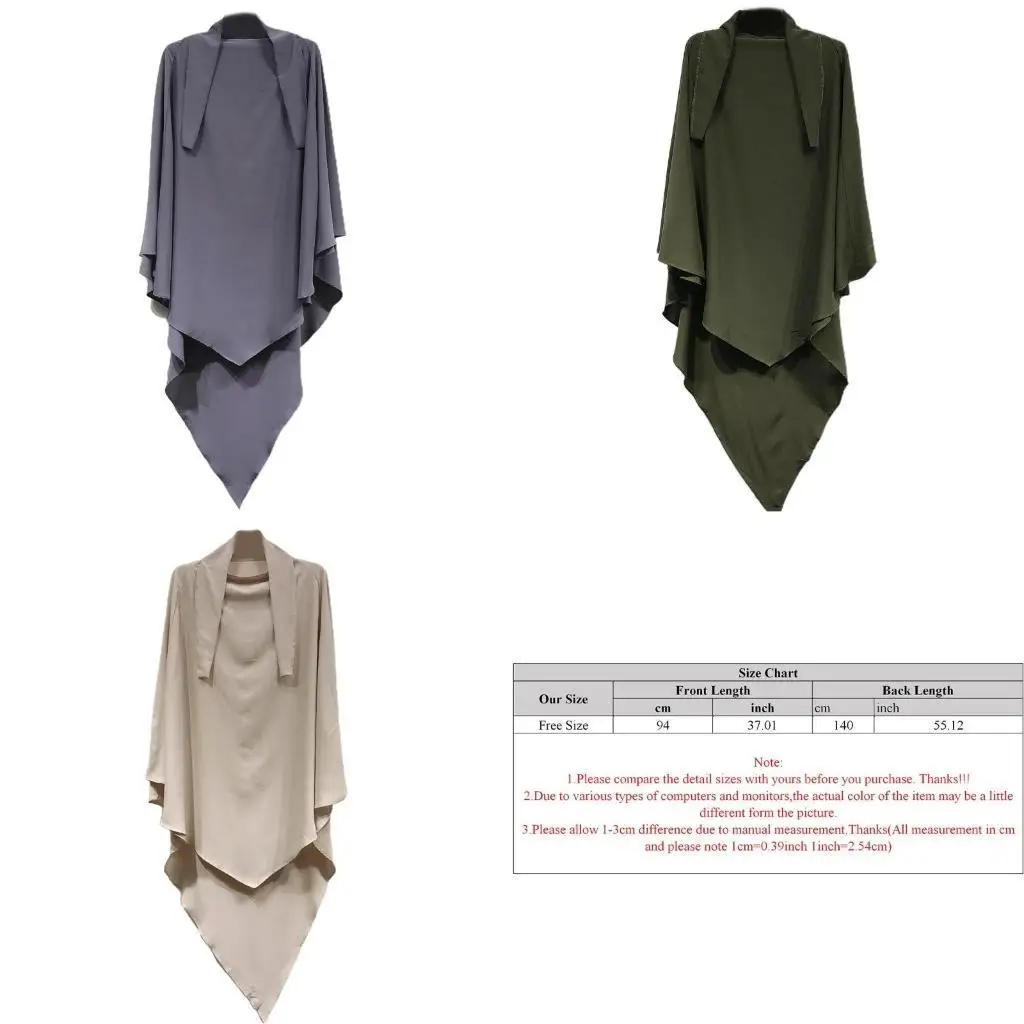 

652F Women Elegant Muslim Hijab Clothing Bat Shirt Islamic Body for Head Cover Festival Prayer Clothing Formal Ro