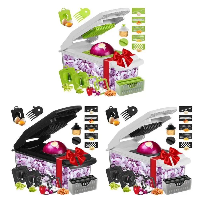 18 in 1 Multifunctional Vegetable Chopper Handle Food Grate Food Chopper Vegetable Slicer Dicer Cut Kitchen Items