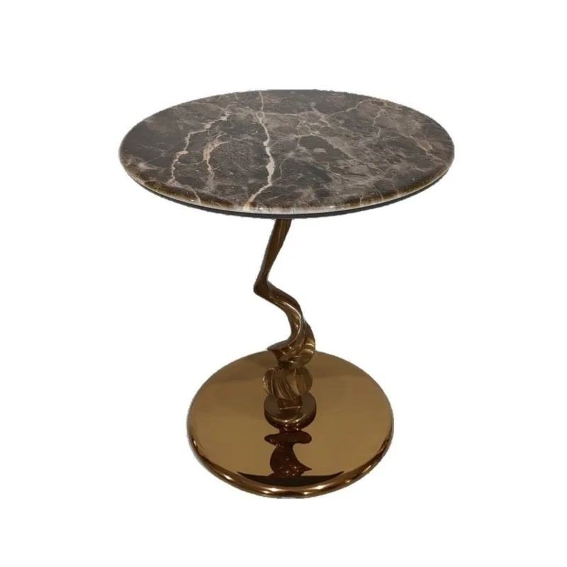 xx-Luxury Round Accent Table, Marble Top with Twisted Metal Base, Stylish End Table for Living Room, Bedroom & Small Spaces*