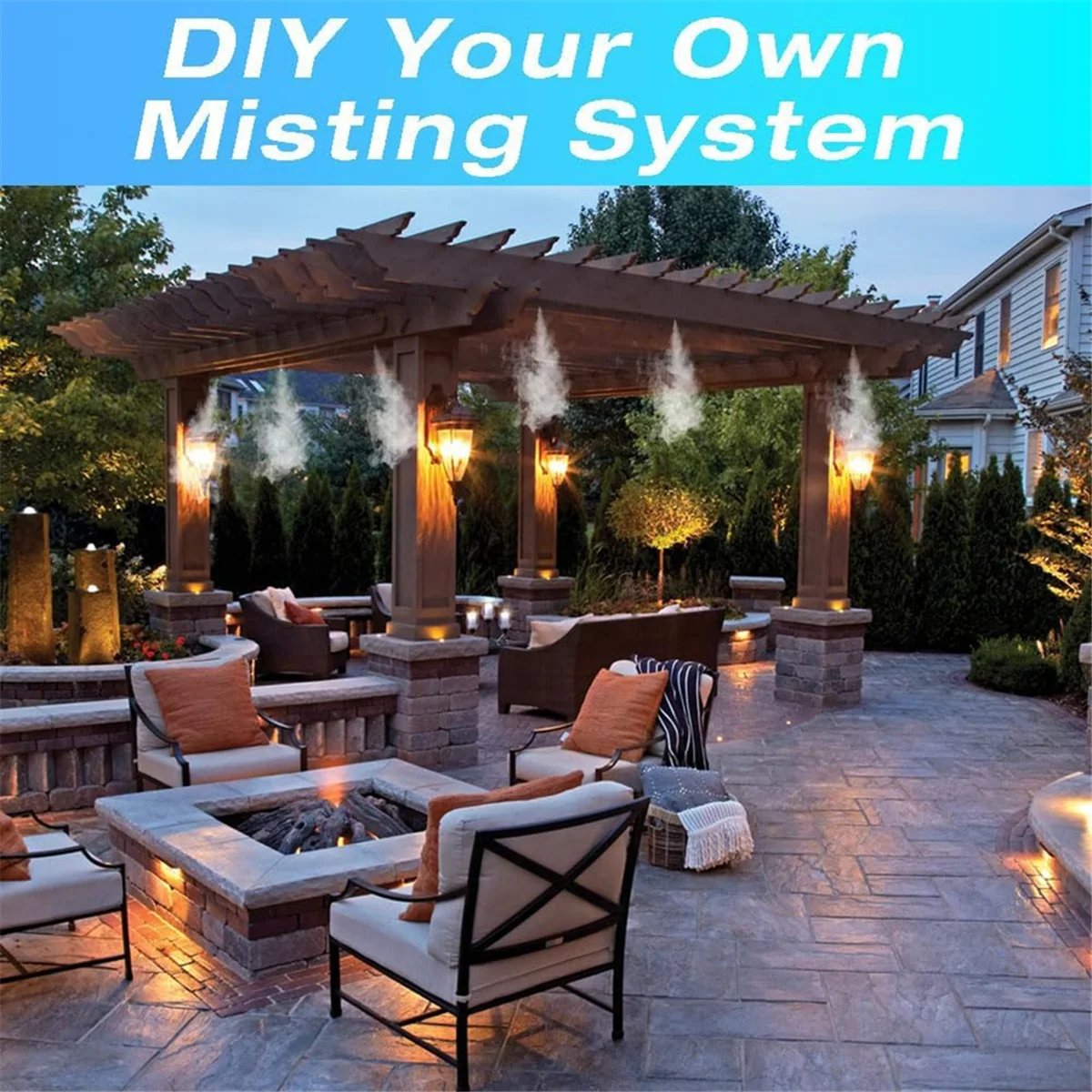 A56X 10Pcs 1/2 Inch PVC Mist Nozzle Misting System for Patio Outdoor Mister Coupling PVC Split Section with Mist Nozzle