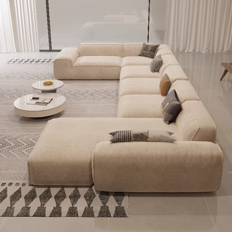 IB040 Home Hotel Use U Shape Sectional Sofa Extendable Feature Big Size Fabric Cover Sponge Cushion Wood Frame Original Design
