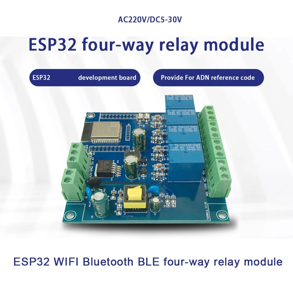 Płytka rozwojowa przekaźnika ESP32 Zasilacz AC/DC WiFi Bluetooth BLE 4-kanałowy przekaźnik Moduł ESP32