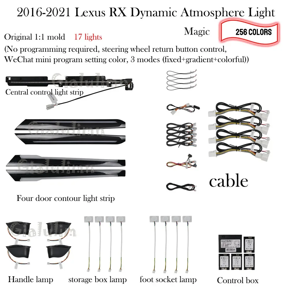 Led Ambient Light for Lexus RX RX200t RX300 RX450h RX350 2016 2021 Car  Door Atmosphere Lamp Interior!