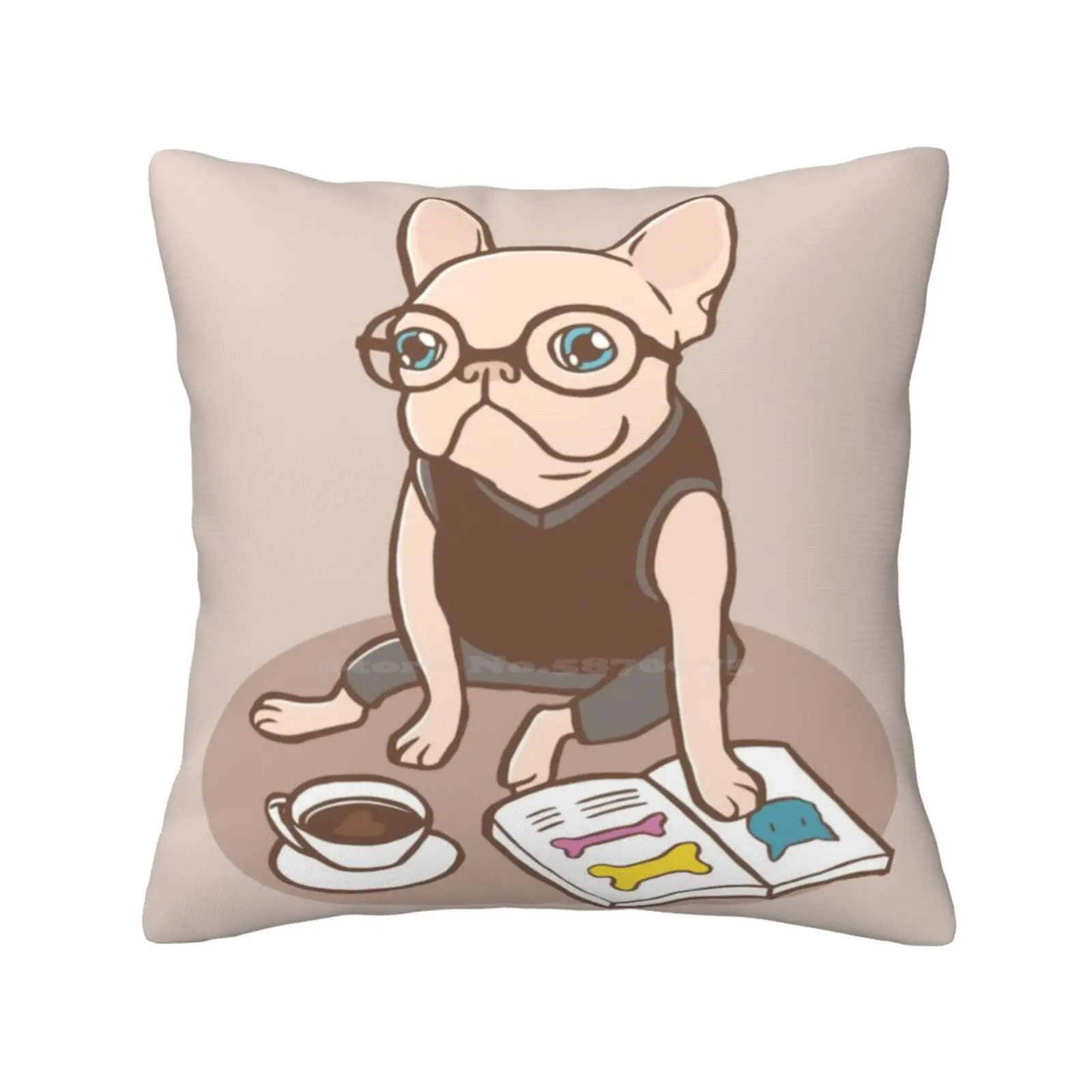 The Hipster Reader Pillows Case Bedroom Home Decoration Frenchie French Bulldog Hipster Reader Pet Animal Reading Book