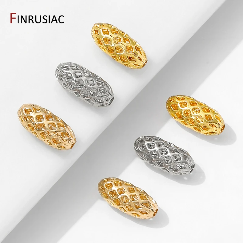 10 قطعة 14/18 كيلو مطلية بالذهب النحاس الجوف خزر عازل ، البيضاوي فاصل الخرز ل سوار ذاتي الصنع صنع الإمدادات ، مواد المجوهرات