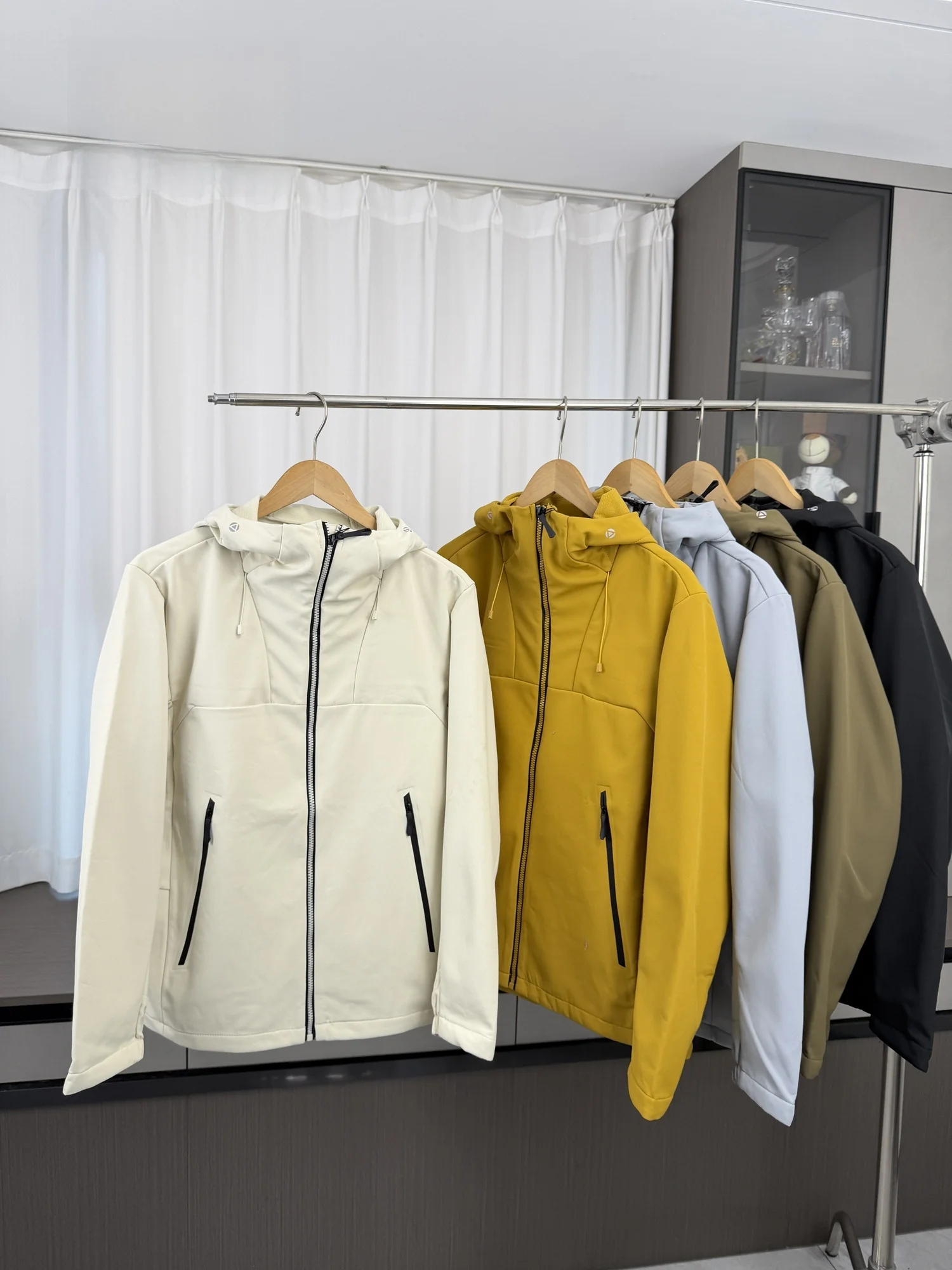 Outdoor Men's Fleece Lined Hooded Soft  Jacket 3D Tailoring Casual Autumn Winter Fashion Urban Style Youth Long Sleeve Coat