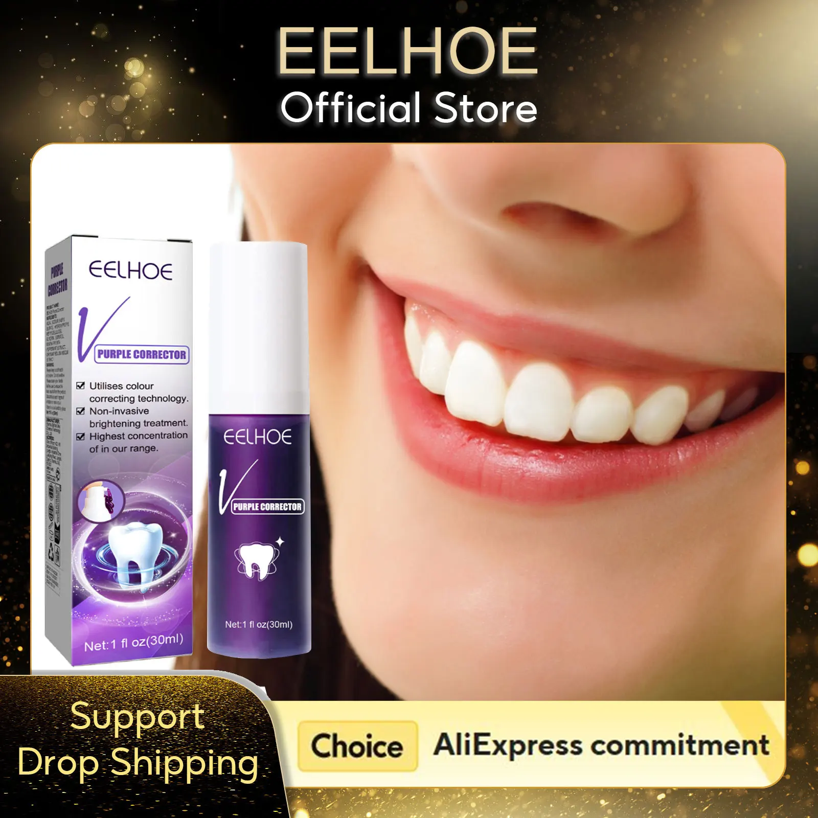 Purple Toothpaste for Yellow Teeth Removal Dental Plaque Remover Bad Breath Treatment Professional Teeth Whitening Toothpaste