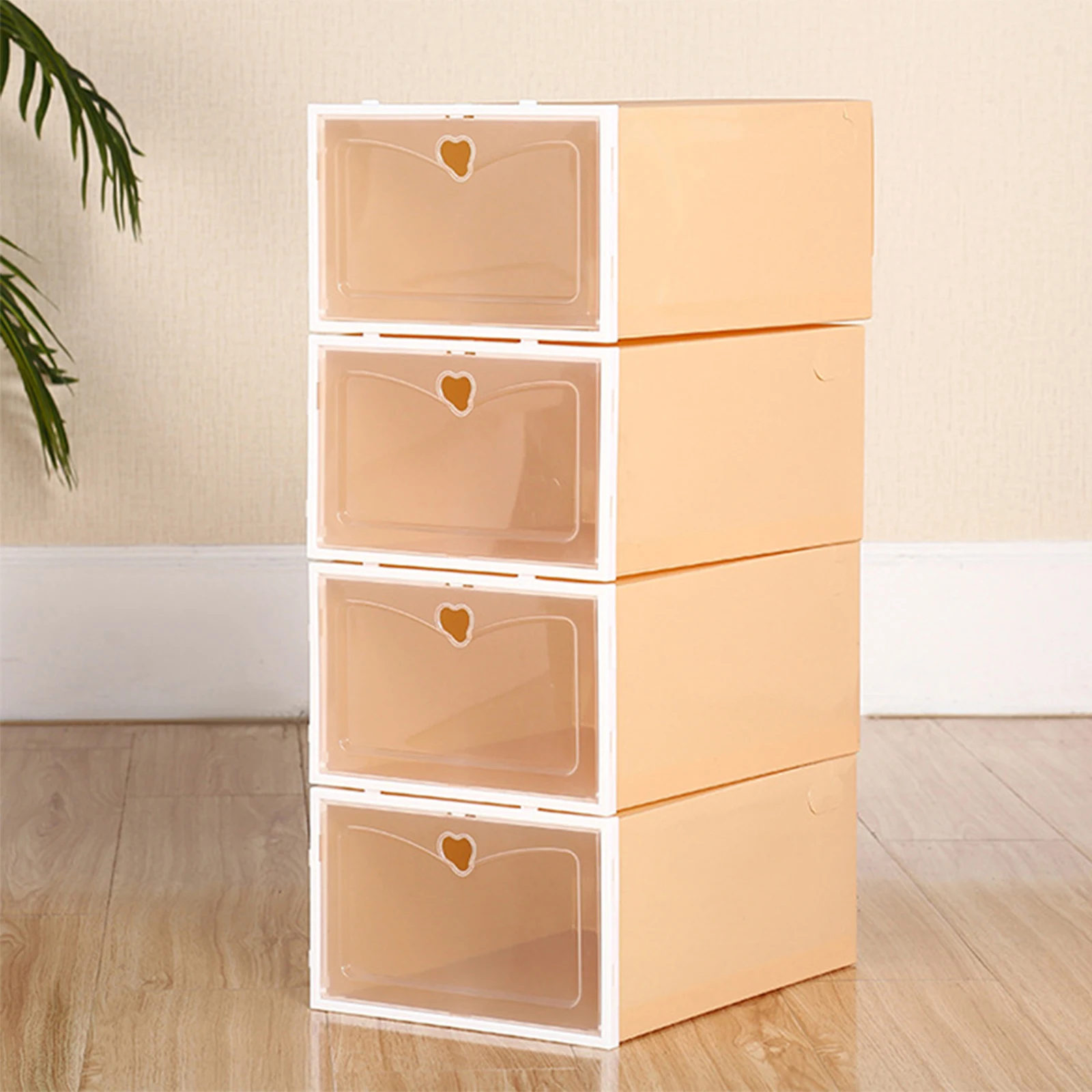 

2pcs Transparent Box Household Storage Container Waterproof Footwear Case Stackable Shoe Case For Home Use Plastic Male